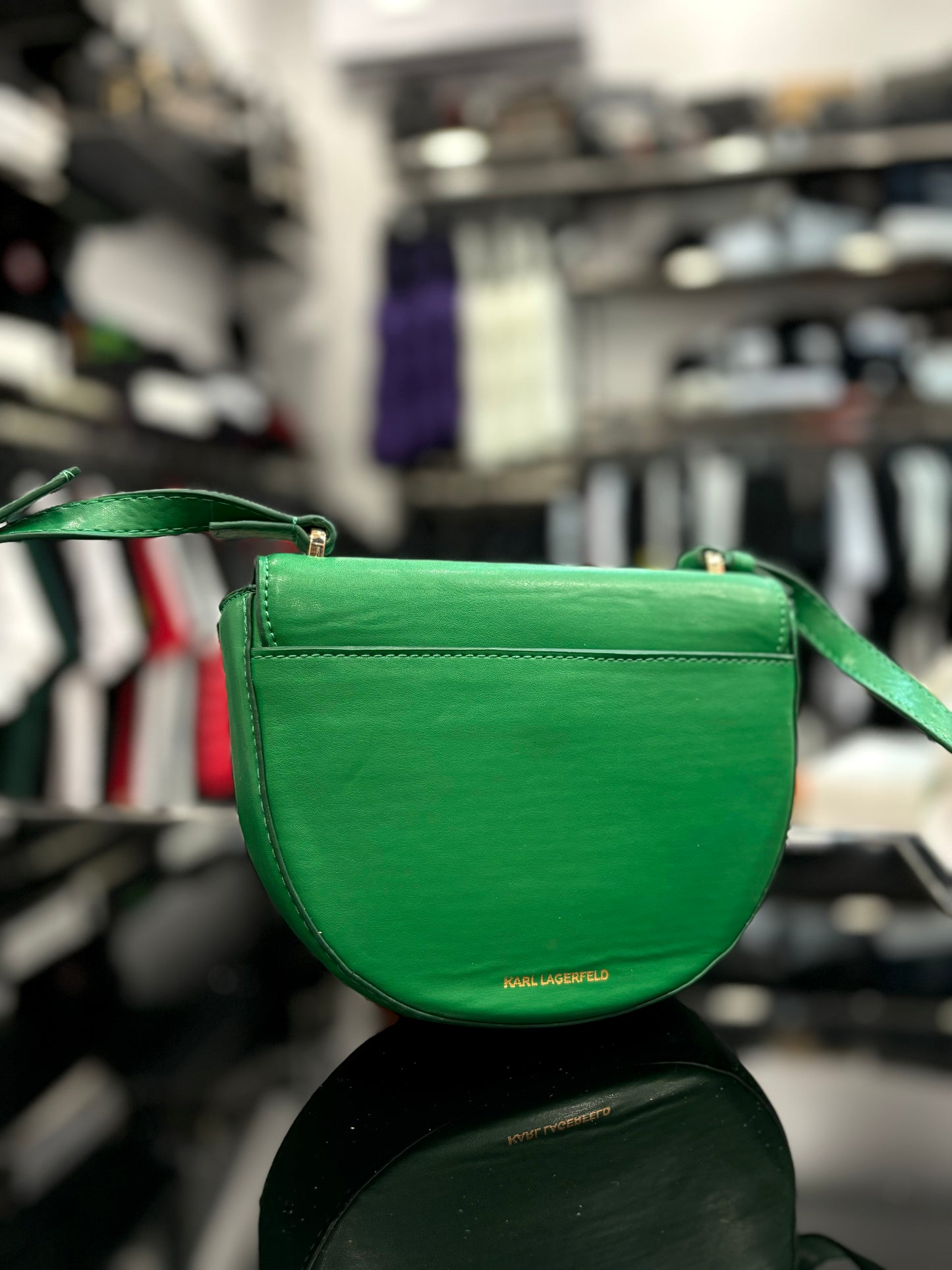 Karl Lagerfeld Signature SM Saddle Bag Green