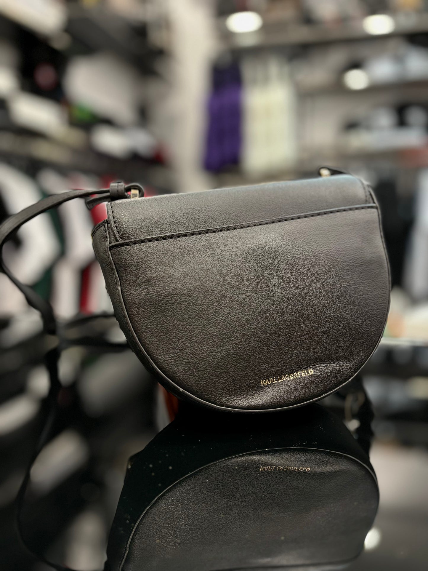 Karl Lagerfeld Signature SM Saddle Bag Black