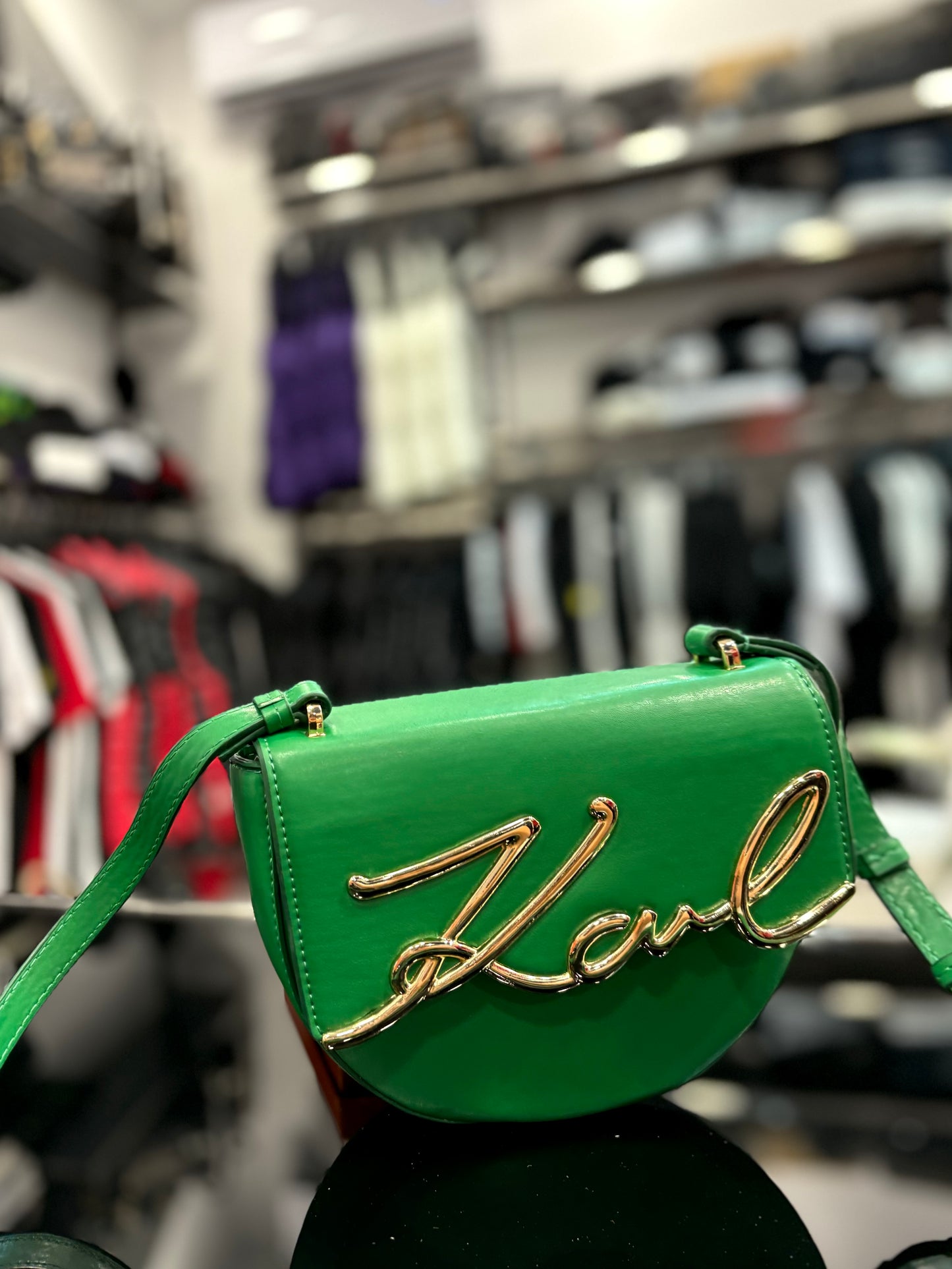 Karl Lagerfeld Signature SM Saddle Bag Green