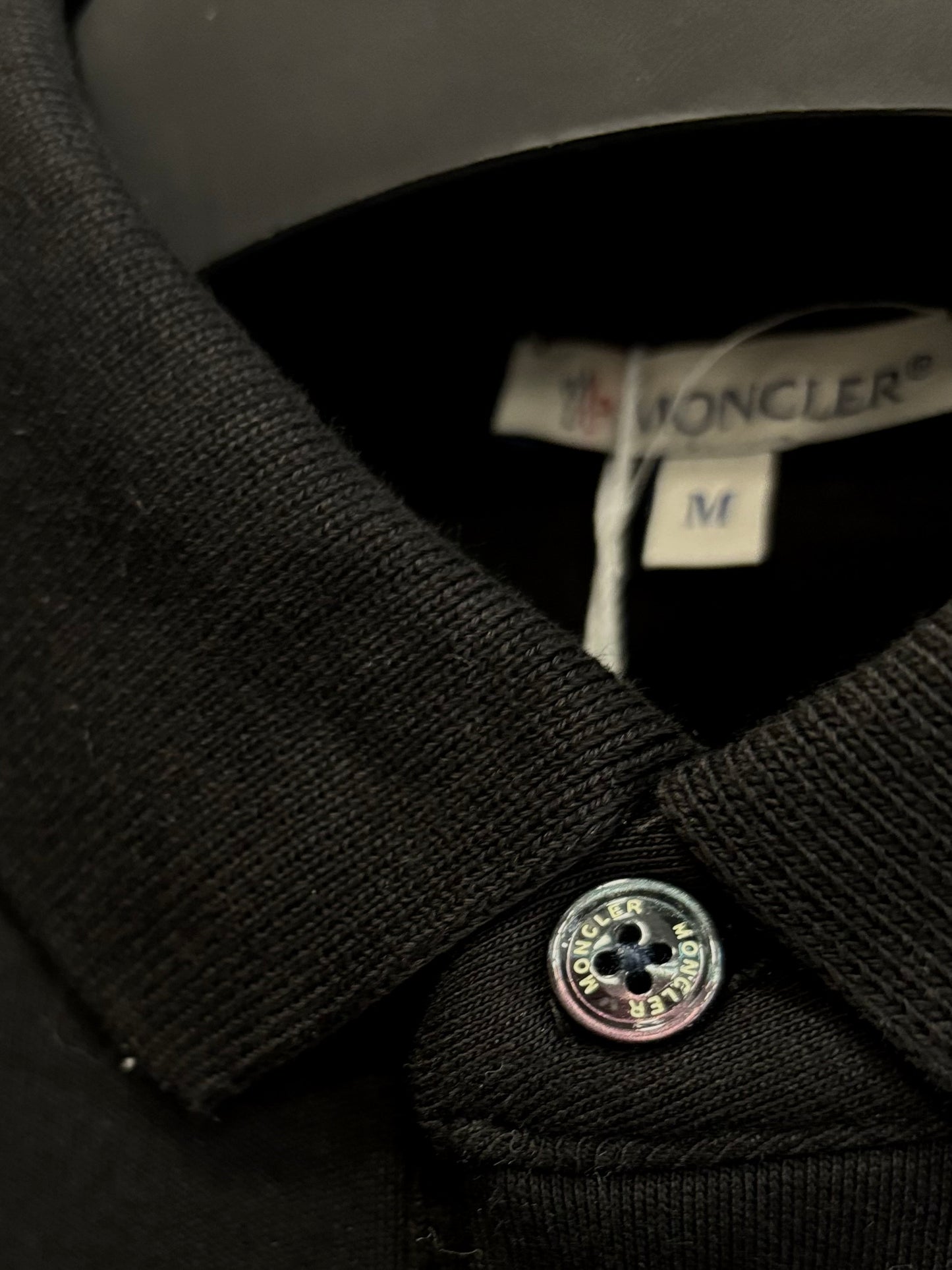 Moncler long sleeve black t-shirt with collar