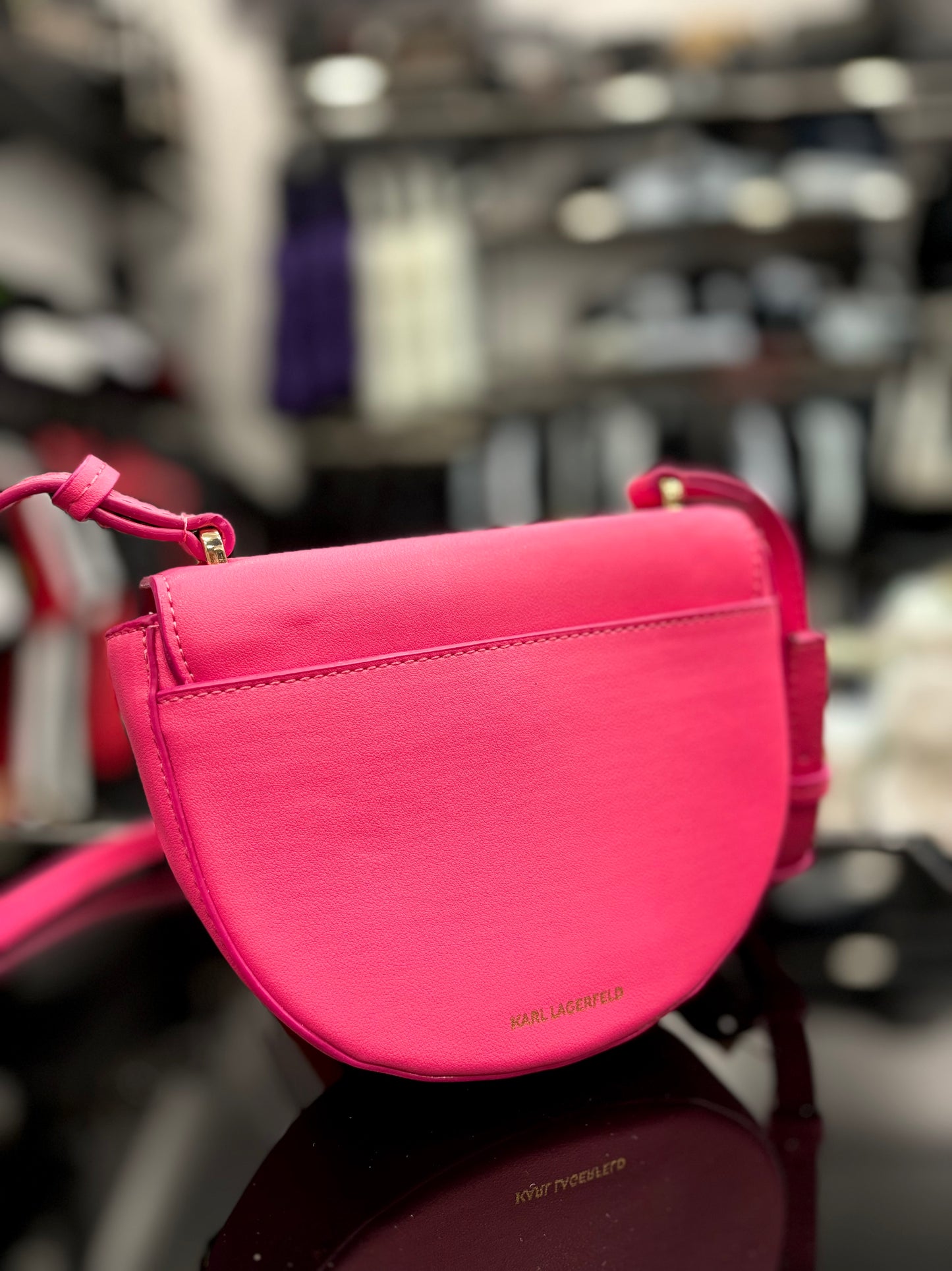 Karl Lagerfeld Signature SM Saddle Bag Pink