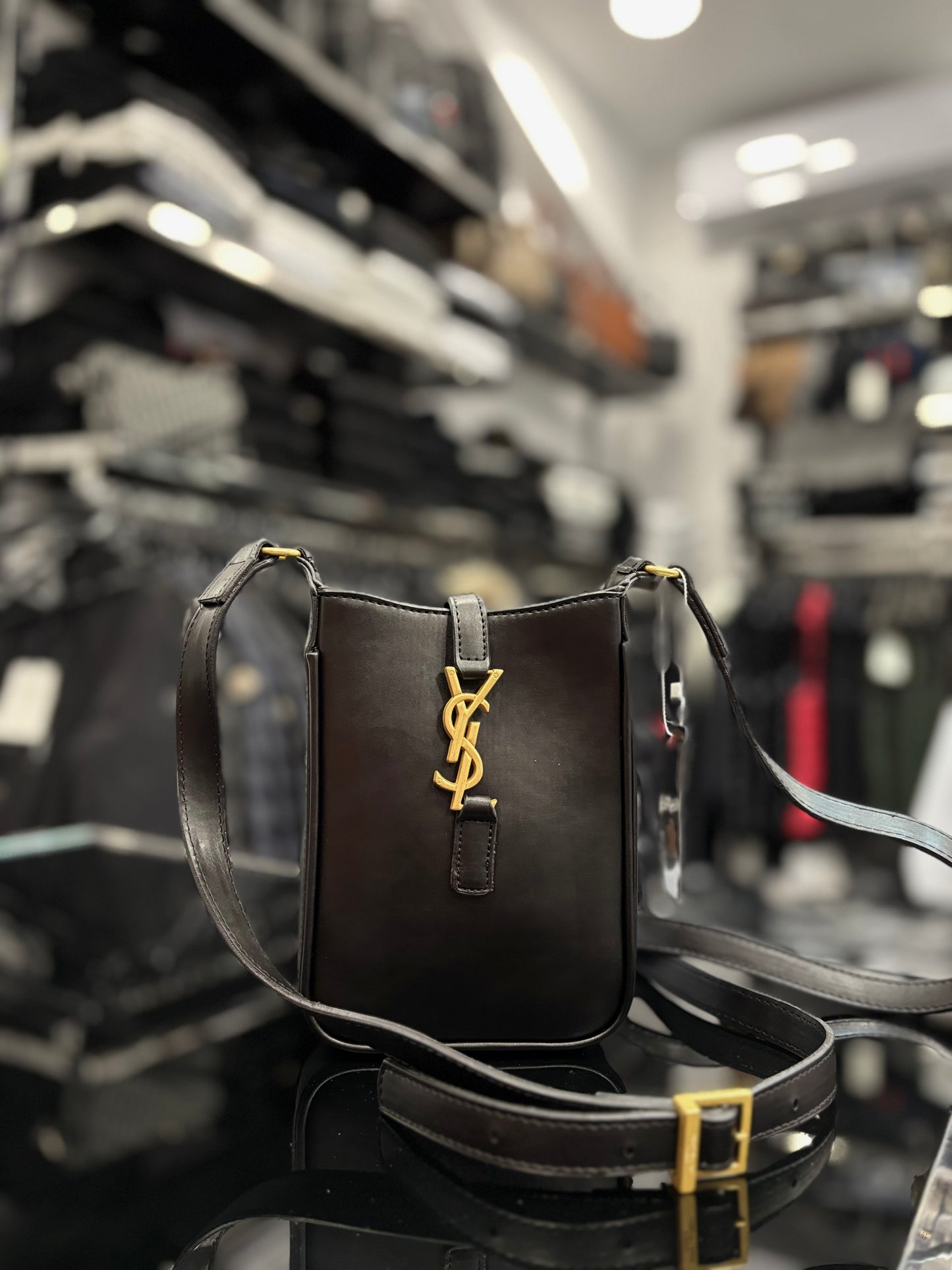 Saint Laurent Vertical Mini crossbody black bag