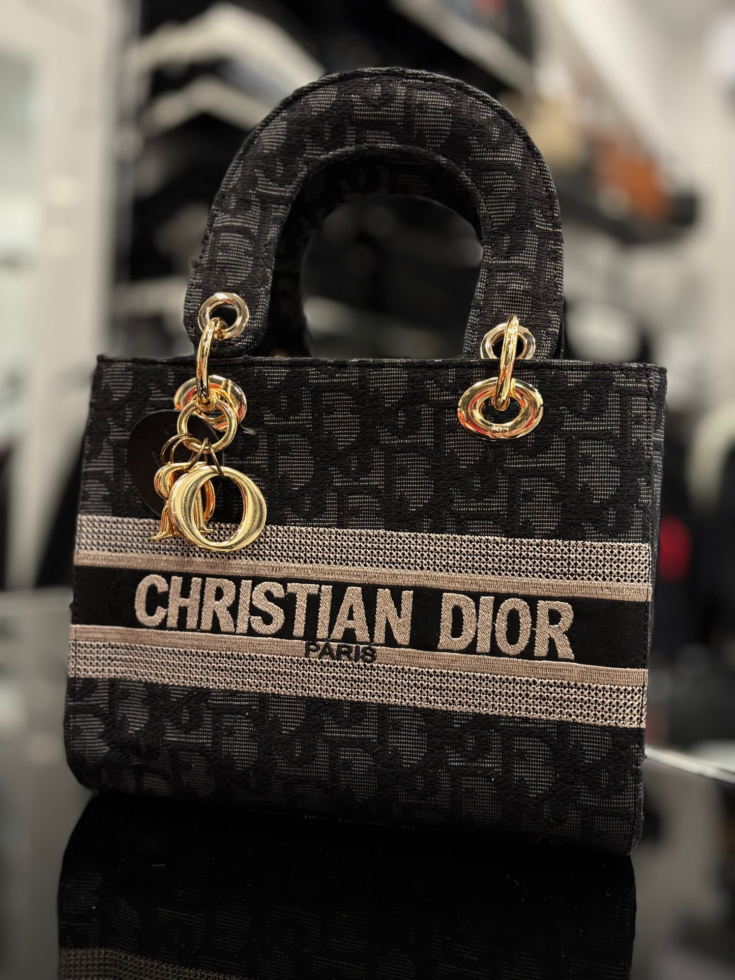 Dior Lady D-Lite Canvas black bag