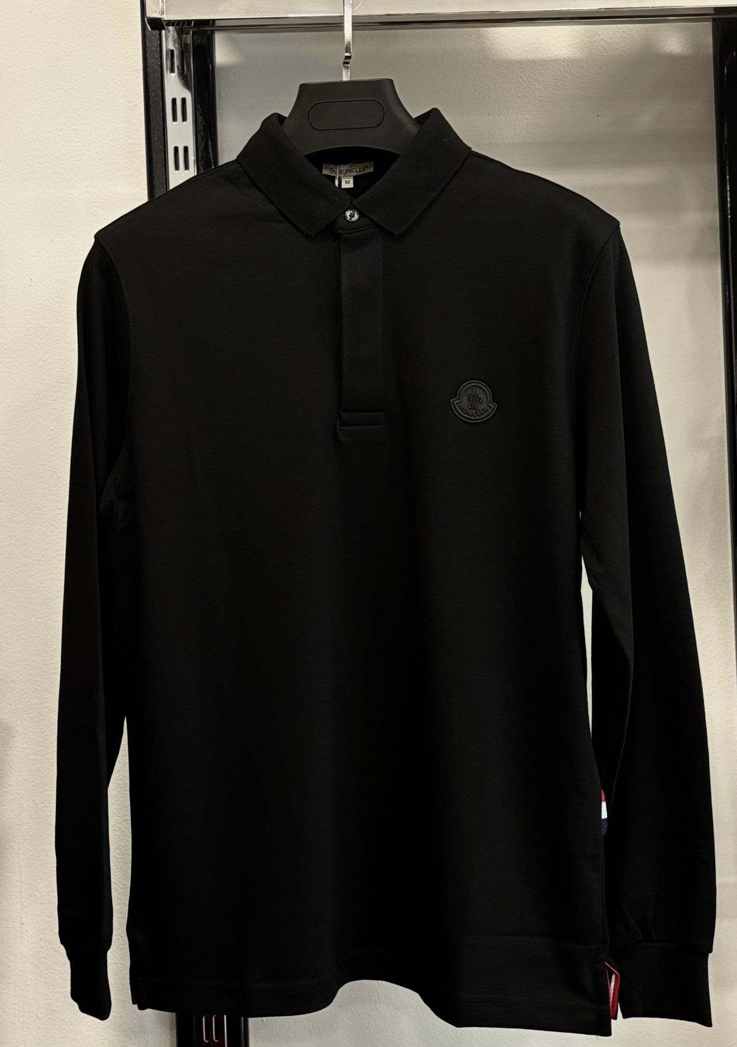 Moncler long sleeve black t-shirt with collar