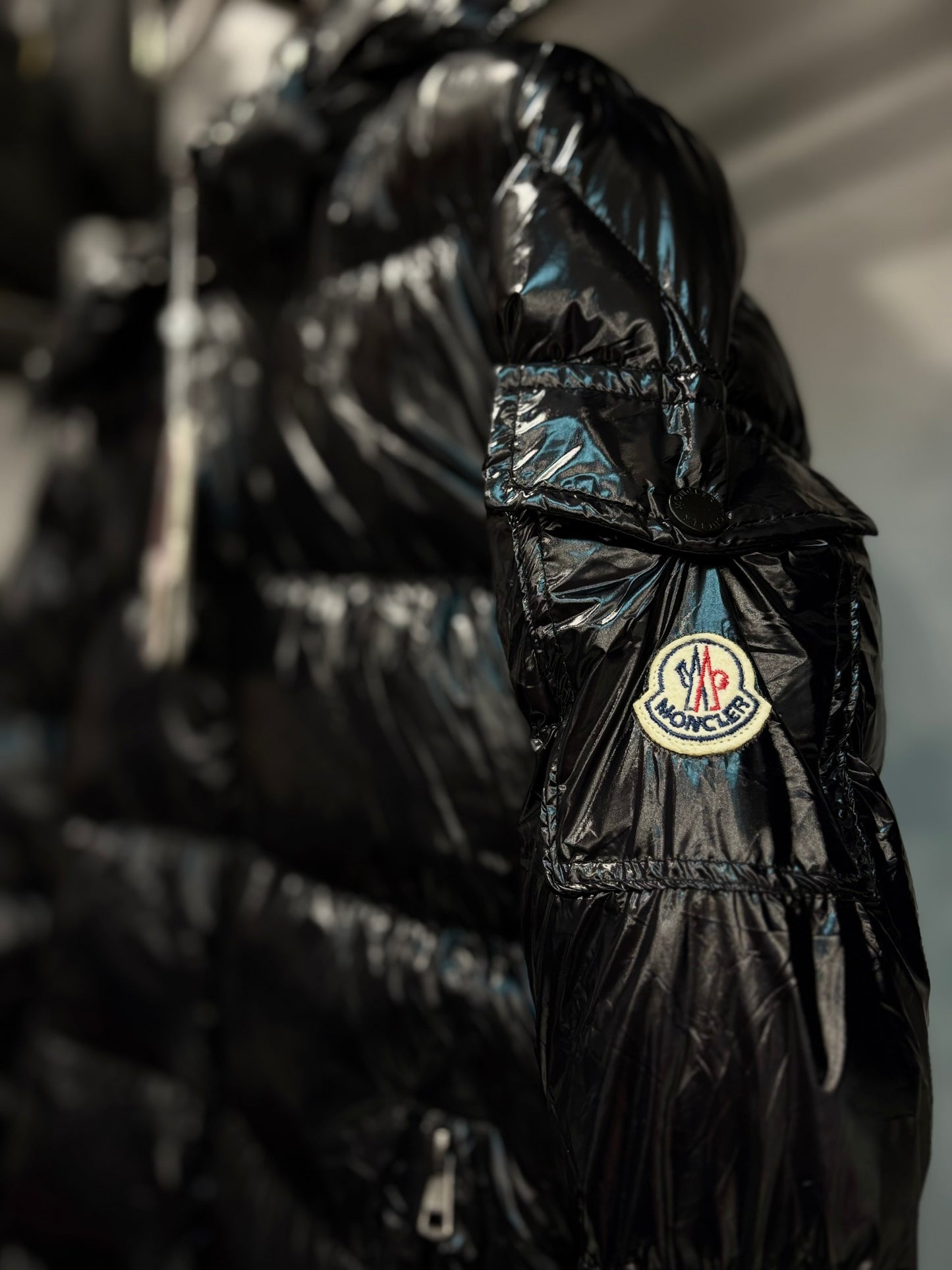 Moncler shiny black jacket