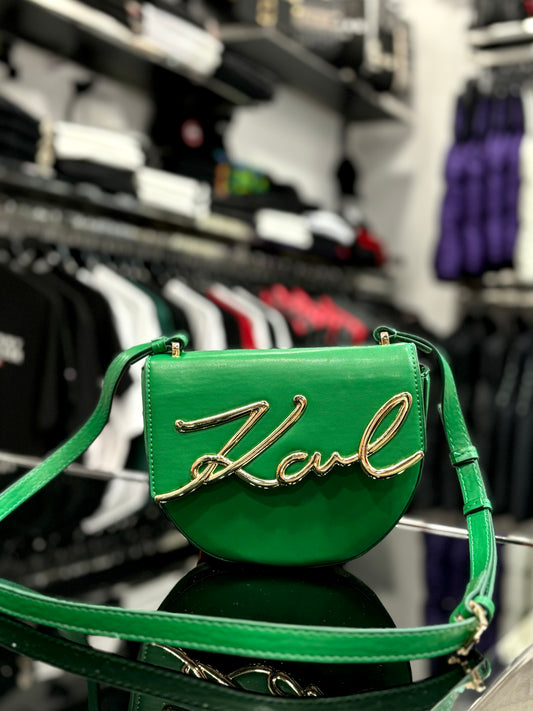 Karl Lagerfeld Signature SM Saddle Bag Green